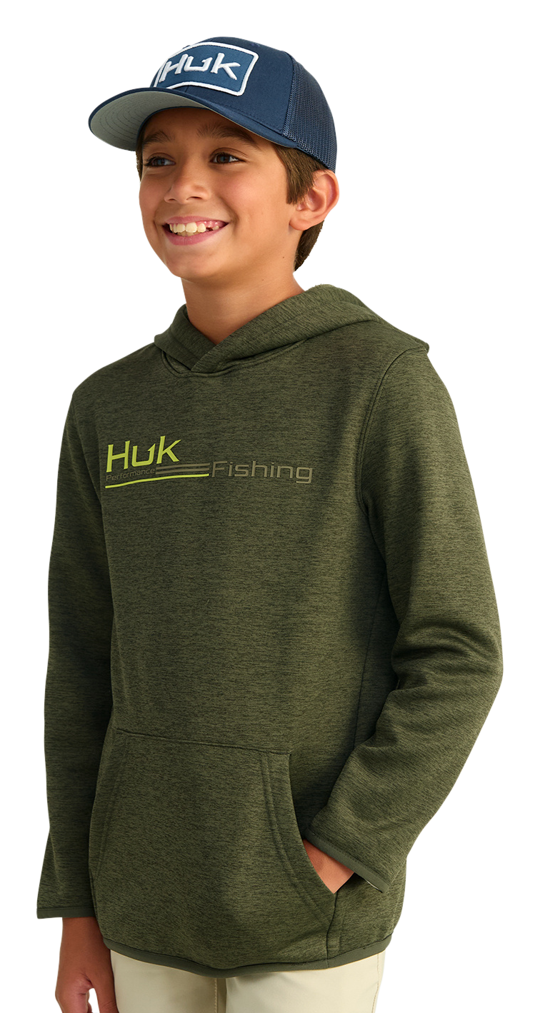 Huk Gear Hoodie Kids HUK Kids' Coldfront Performance Fishing Hoodie (Wind/Water Resistant) Youth Huk Fishing Shirt